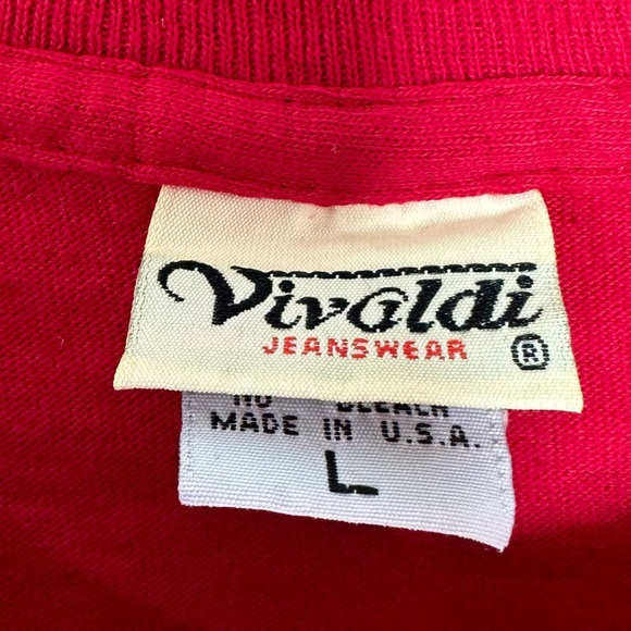 Vivaldi jeans wear‎ Vtg 90s Single Stitch Blank T-Shirt Red Short Sleeve Size L - Picture 3 of 5